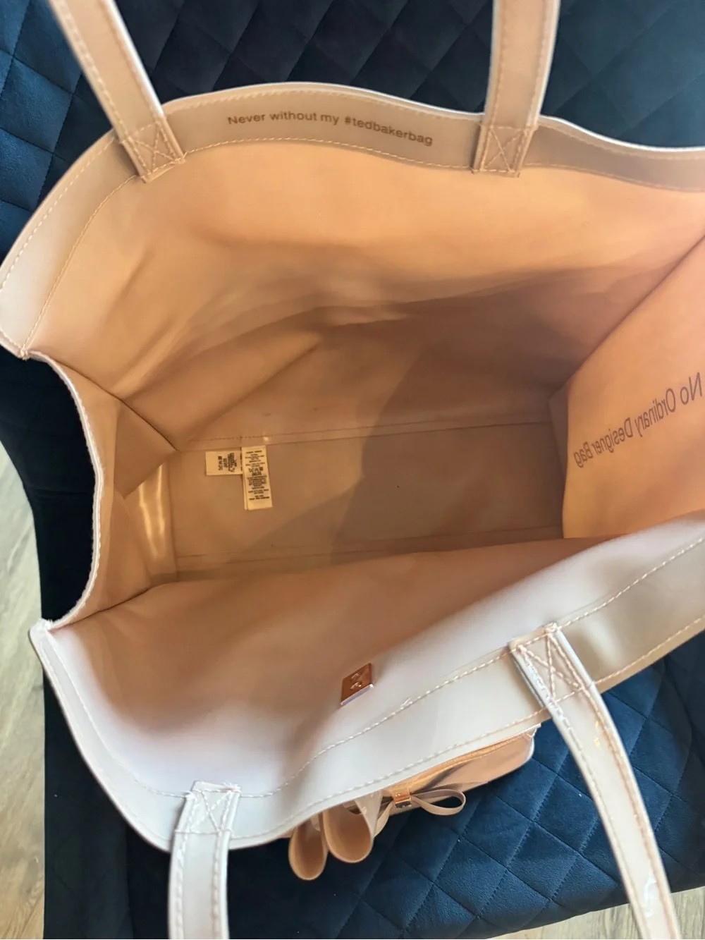 Ted Baker Nude Pink Patent Tote with Matching Cosmetic Pouch Set